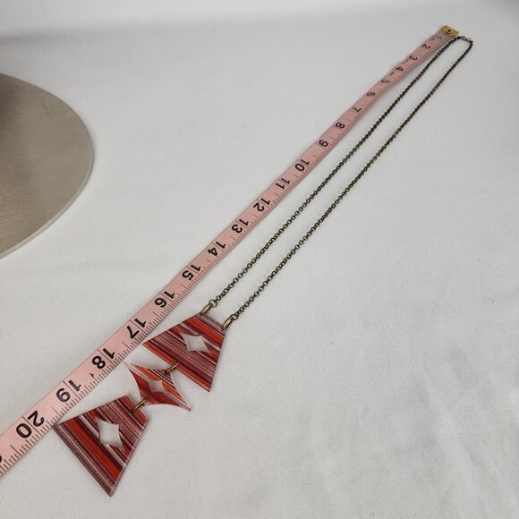 Color By Amber Red Striped Pendant Chain Necklace - Picture 5 of 6